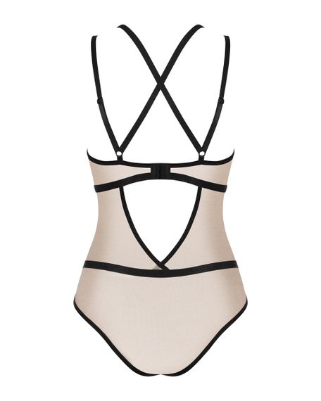 Боди с контрастными полосами Obsessive Nudelia teddy S/M sexstyle | Зображення 7