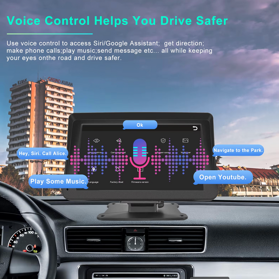 Автомобільна магнітола Podofo, Apple Carplay і Android Auto, 7-дюйм. сенсорний HD-екран | Зображення 2