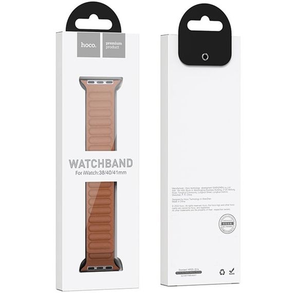 Ремінець Hoco WA23 Original series leather chain magnetic strap для Apple watch 42(ser.1-3)/44/45/49m Brown | Зображення 1