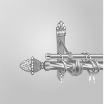 Карниз для штор дворядний металевий 25 мм. Шишка вита 300 см