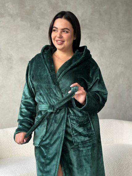 Теплий жіночий зелений халат PLUS SIZE | Зображення 7