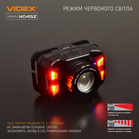Налобний світлодіодний ліхтарик H045Z VIDEX 270Lm 5000K ((ЗАРЯДЖАЄТЬСЯ ВІД USB)) | Зображення 7
