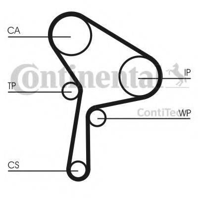 Ремкомплект ГРМ із водяним насосом (Вир-во ContiTech) CONTITECH CT1025WP2 на RENAULT LAGUNA I (B56_, 556_)