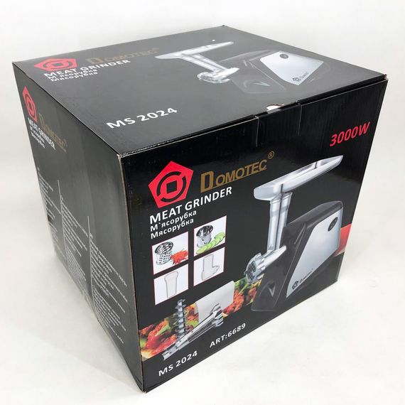 Електром'ясорубка, шатківниця та соковитискач DOMOTEC MS-2024 (3000Вт, OA-805 томати, терки/шатківниці) | Зображення 3