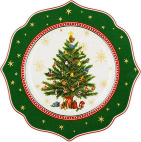 Тарілки порцелянові "Christmas Story" 4 тарілки Ø21см, зелений з білим