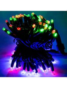 Светодиодная гирлянда нить уличная Led (2089) на 80 Bicolor светодиодов электрическая 1 режим 8 м на зеленом проводе Мультицвет