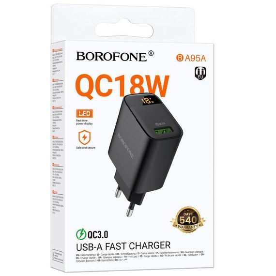 СЗУ Borofone BA95A Ilustre QC3.0 (1USB-A) Black | Зображення 1