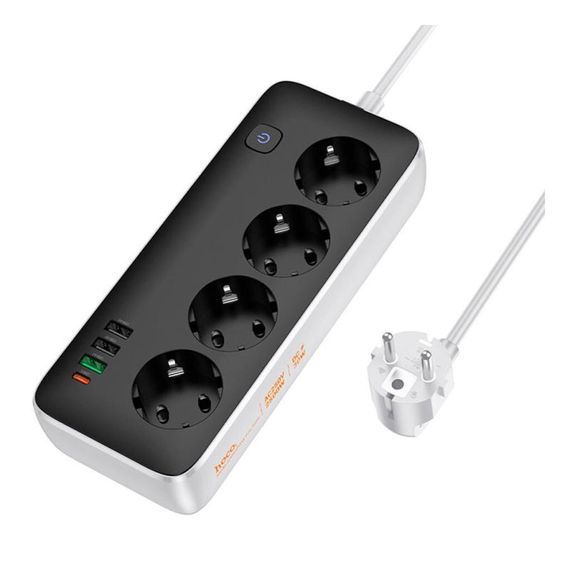 Удлинитель Hoco AC22 Sunlight (PD30W/1C/3A/4xSocket) (3m) Black