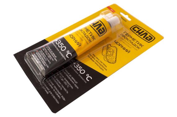 Герметик прокладок высокотемпературный +350°С, 100% силиконовый, черный 85г СИЛА | Зображення 1