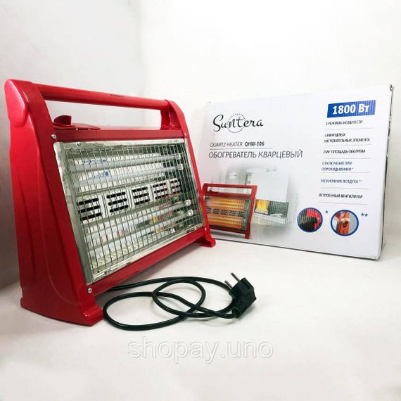 Кварцовий обігрівач Suntera QHW‑106 — 1800W, інфрачервоний, 2 режими, термостат, вентилятор, зволожувач, червоний | Зображення 6