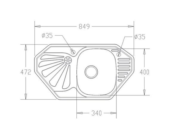 Кухонна мийка Fabiano BR 85x47,2 угловая матовая 304 8213.401.0803 | Зображення 1