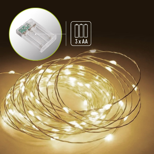 Світлодіодна гірлянда струна 100 Led 10м теплий колір (батарейки 3*AA) CW-G-100L10NB ColorWay | Зображення 8