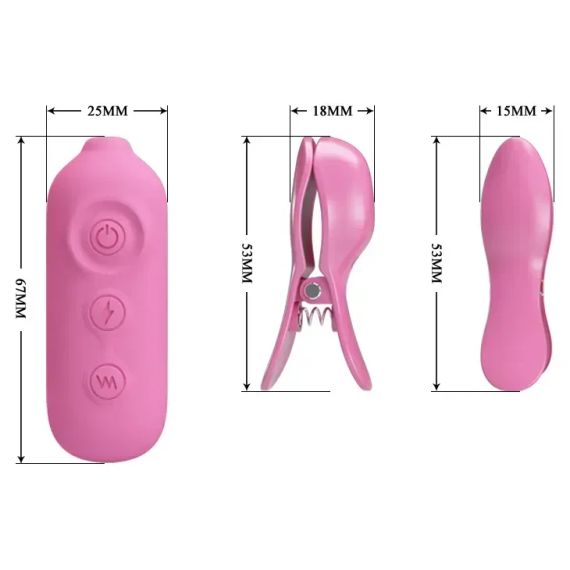 Виброзажымы для сосков Pretty Love Nipple Clip с электростимуляцией, розовые Sex Aura | Зображення 8