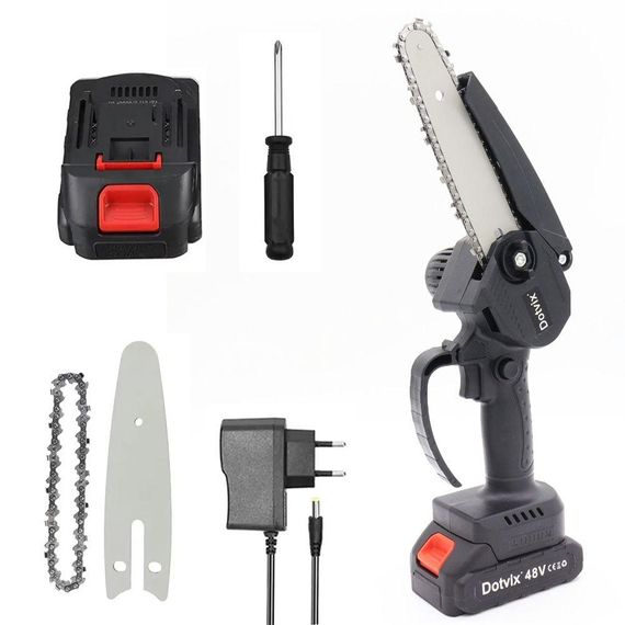 Акумуляторна ланцюгова міні пила + акумулятор 48V / Ручна електропилка для обрізки дерев / Ланцюгова пила для саду