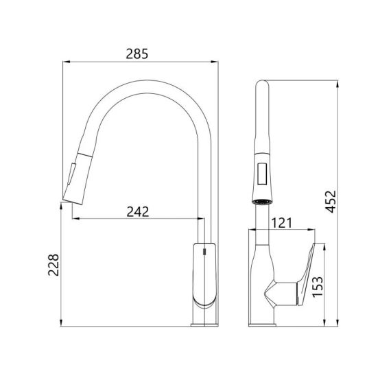 Смеситель для кухни Qtap Vlasta New с выдвижным изливом QTVLA344GMB45647 Gunmetal Black PVD | Зображення 1