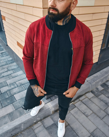 Бомбер замшевый бордо S XL | Зображення 1