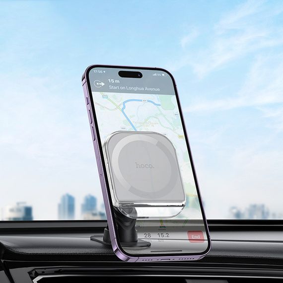 Автодержатель Hoco H43 Crystal ring magnetic (center console) Gray | Зображення 3