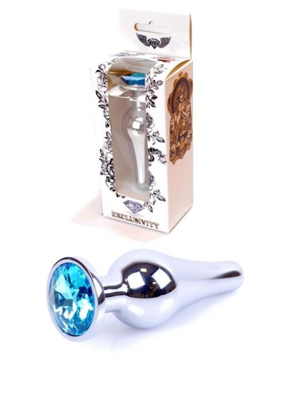Анальна пробка - Jewellery Silver Long Plug Light Blue Sex Aura