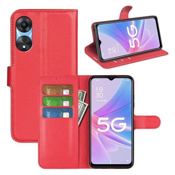 Чохол книжка з кишенями для карт на Oppo A38 колір Червоний