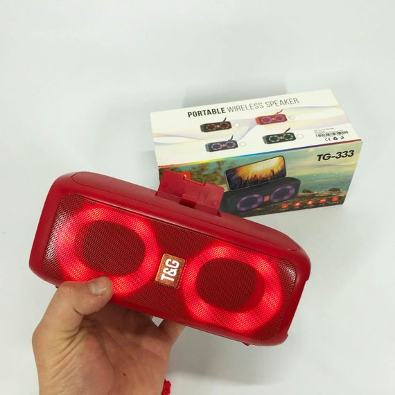 Портативная колонка TG333 2x5W с RGB подсветкой, беспроводная колонка портативная мощная. Цвет: красный | Зображення 5