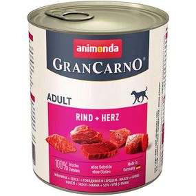 Вологий корм для дорослих собак Animonda GranCarno Original Adult яловичина та серця 800 г (4017721827409)