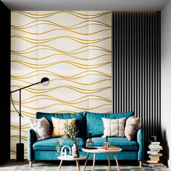 Самоклеюча 3D панель золоті хвилі 700x700x5мм (194) SW-00000766 | Зображення 3