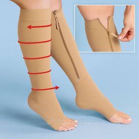 Компресійні гольфи Zip Sox, шкарпетки від варикозу Бежеві