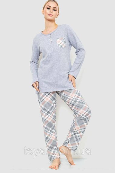 Піжама жіноча утеплена, колір сіро-рожевий, розміри 4XL, L, XL FA_008596