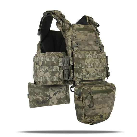 Плитоноска CEN.2 Cordura1000D NIR піксель + напашник з балістичним пакетом 1 класу та захист попереку 1 класу | Зображення 7