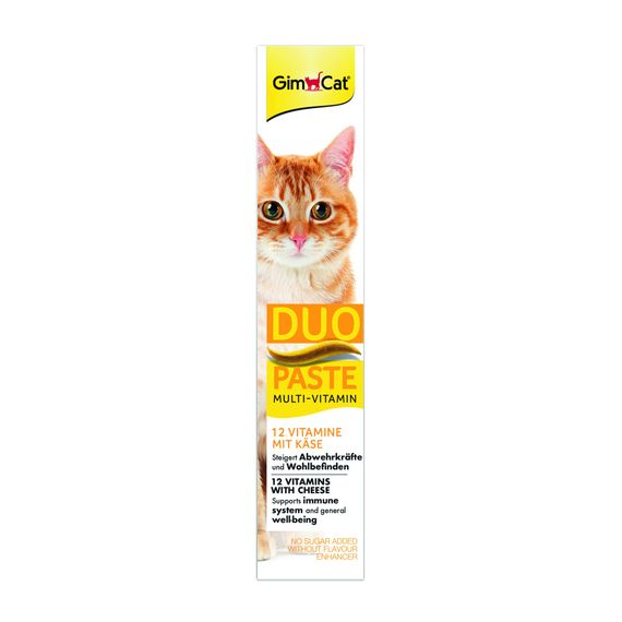 Паста GimCat DUO PASTE Multi-vitamin 12 vitamins with cheese для котів усіх порід 12 вітамінів та сир 50г | Зображення 2