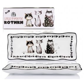 Блюдо прямоугольное Purrfect Cats 23x13см