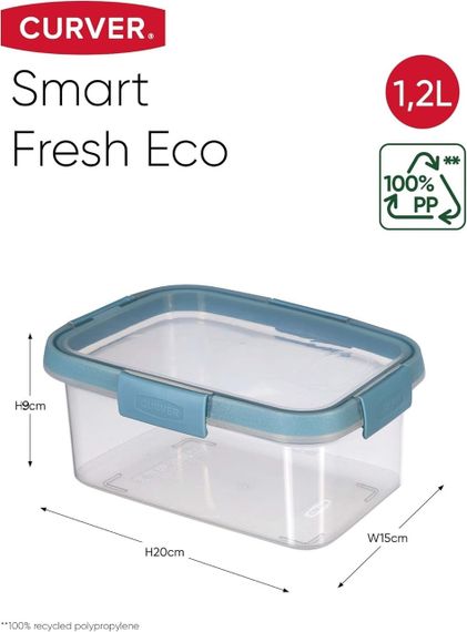 Контейнер для їжі харчовий пластиковий з кришкою Curver Smart Fresh 1.2 л, м'ятний (00936) | Зображення 1