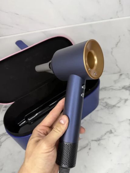 Super Hair Dryer фен с кейсом 1 насадка синій з золотим | Зображення 5