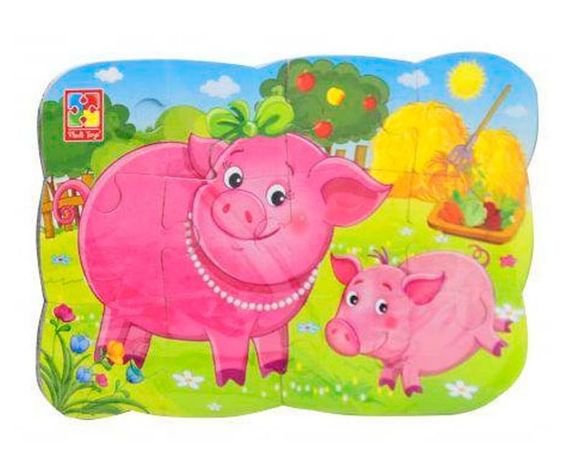Детские пазлы на магните "Свинья и поросенок" А5 VT3205-77, 12 элементов