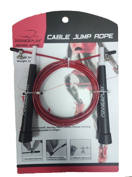 Скакалка швидкісна PowerPlay 4202 Ultra Speed Rope Червона (2,9m.) | Зображення 9