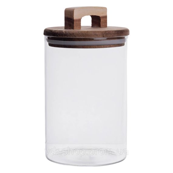 Высокая стеклянная банка 1,5 л с бамбуковой крышкой для хранения круп и продуктов