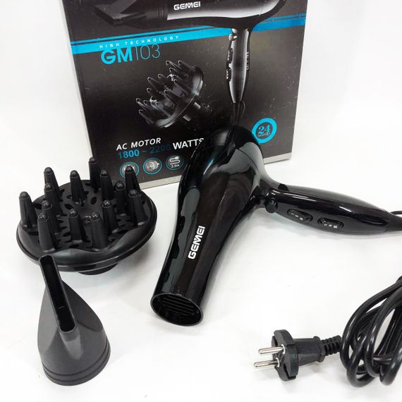 Фен для разных типов волос Gemei GM-103 2200 Вт, Хороший фен для дома Малошумный укладки волос UX-64