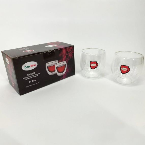 Набор кружок с двойной стенкой, Стаканы и кружки с двойным дном, Набор подарочных чашек из стекла ER-46 | Зображення 8
