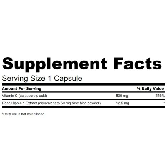 Витамин C Swanson Vitamin C With Rose Hips 500 mg 100 Caps SWA-01101 | Зображення 1