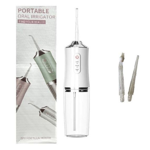 Іригатор для чищення зубів та порожнини рота Oral Irrigator з акумулятором та змінними насадками. Колір: білий | Зображення 6