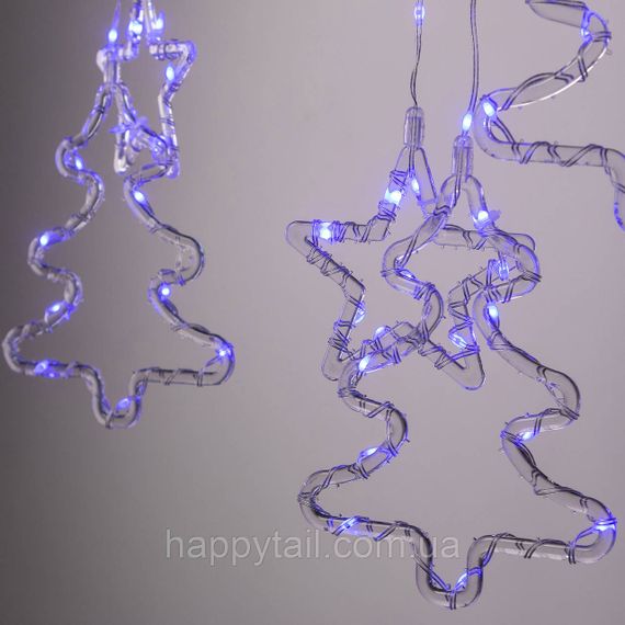 Гірлянда штора світлодіодна GarlandoPro зірка та ялинка 120LED 3х0,9 м 8 режимів 1733069ML Синій | Зображення 5