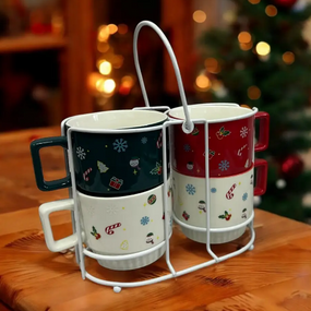 Набір чашок NY X-MAS 4шт 350мл LED