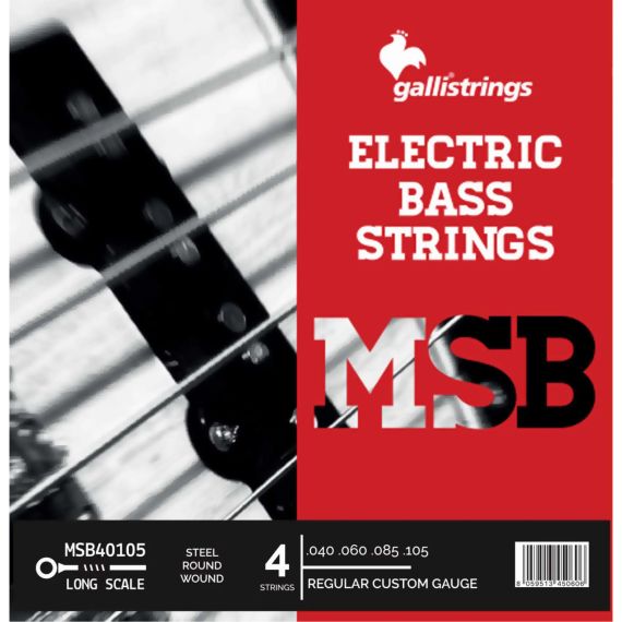 Струни для бас-гітари Gallistrings MSB40105 (.040-.105), REGULAR CUSTOM, Steel