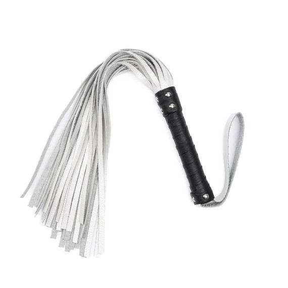 Флоггер из комбинированной кожи Flirty COMBO Leather - Black & Pearl, BM-00014 sexstyle | Зображення 1