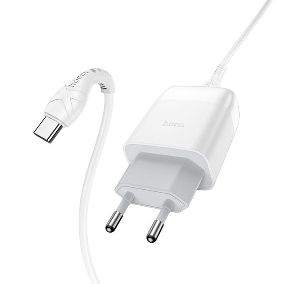 МЗП Hoco C72Q Glorious QC3.0 18W (1USB-A) + кабель USB to Type-C Білий | Зображення 1