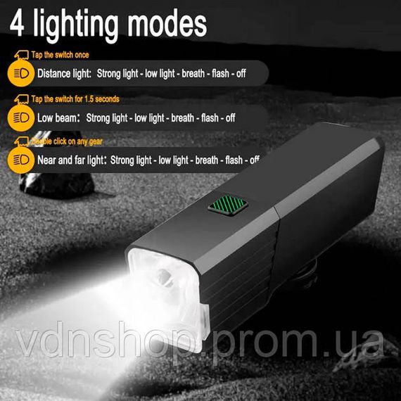 Велофара с зарядкой от usb BL-2024-4-XPG, Фара с акумулятором для велосипеда, Велофонарь противоударный NX-81 | Зображення 3