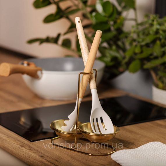 Вертикальная подставка для половника или ложек 20×12.5×19.5 см из нержавеющей стали Золото HP-19-14 | Зображення 7