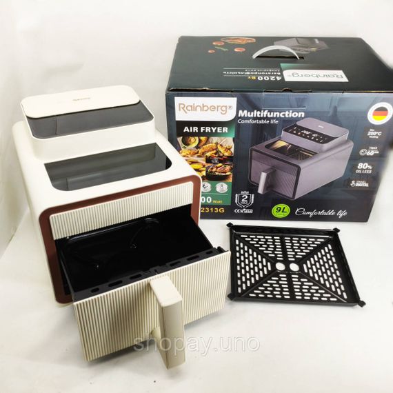 Аэрогриль без жира Rainberg, Аэрофритюрница с функцией быстрого приготовления, Мультипечь для готовки LP-37 | Зображення 2