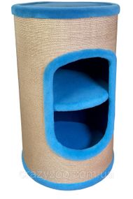 Когтеточка для котов PolyPet двухэтажная голубая Ø35x70 см КРД/1056-02