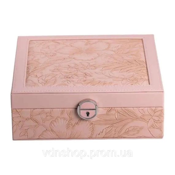 Скринька для прикрас з еко шкіри 2 яруси із замком органайзер для ювелірних виробів HP-5-22P | Зображення 6